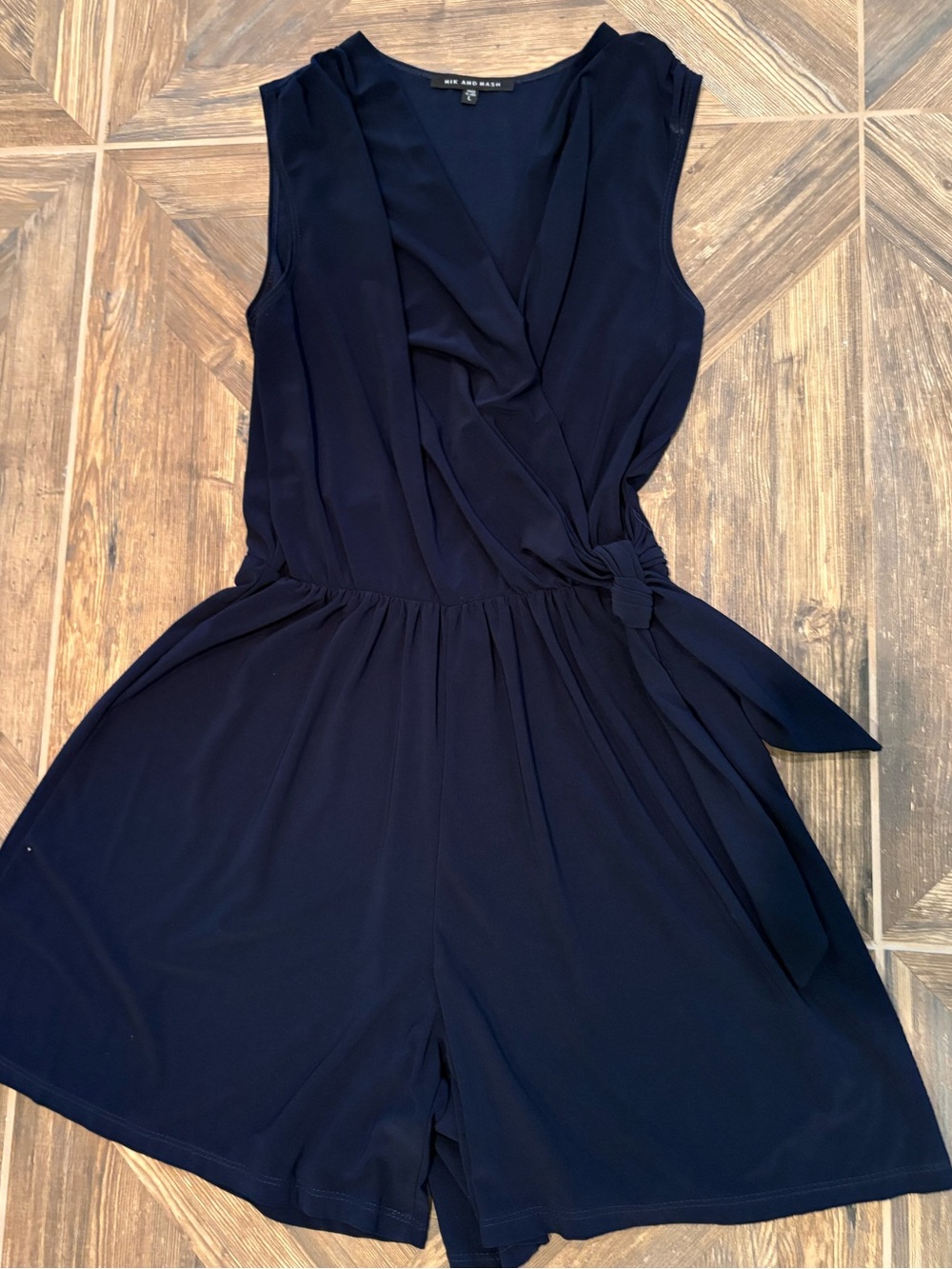 Nik & Nash Navy Blue Wrap-Style Romper